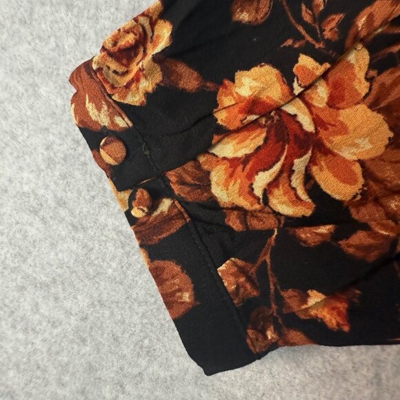 Torrid Womens Black Floral Crepe Chainlink 3/4 Sleeve Blouse Size 1X 14-16 - Picture 5 of 5